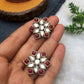 Red Stones and Kundan Small Round Studs