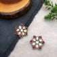 Red Stones and Kundan Small Round Studs