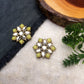 Yellow Stones and Kundan Small Round Studs