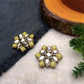 Yellow Stones and Kundan Small Round Studs