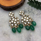 Green Stone and Kundan Chandelier Earrings