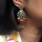 Natural Carnelian and Kundan Chandelier Earrings