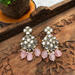 Rose Quartz and Kundan Chandelier Earrings