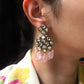 Rose Quartz and Kundan Chandelier Earrings