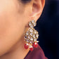 Red Stone and Kundan Chandelier Earrings