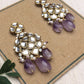 Natural Amethyst and Kundan Chandelier Earrings