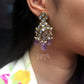 Natural Amethyst and Kundan Chandelier Earrings