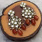 Natural Carnelian and Kundan Chandelier Earrings