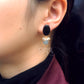 Black Stone and Crackled Pearl Stud Earrings