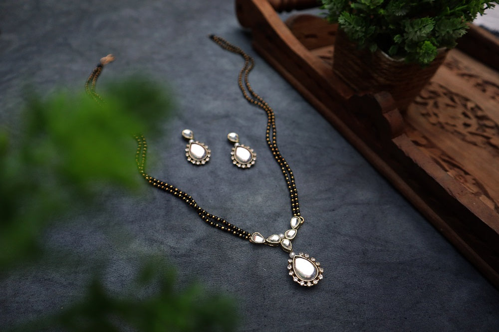 Kundan and Stone Mangalsutra Necklace - White