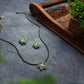 Flower Mangalsutra Necklace Set - Green