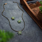 Flower Mangalsutra Necklace Set - Green