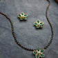 Flower Mangalsutra Necklace Set - Green