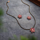 Flower Mangalsutra Necklace Set - Red