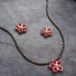 Flower Mangalsutra Necklace Set - Red