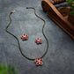 Flower Mangalsutra Necklace Set - Red