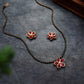 Flower Mangalsutra Necklace Set - Red