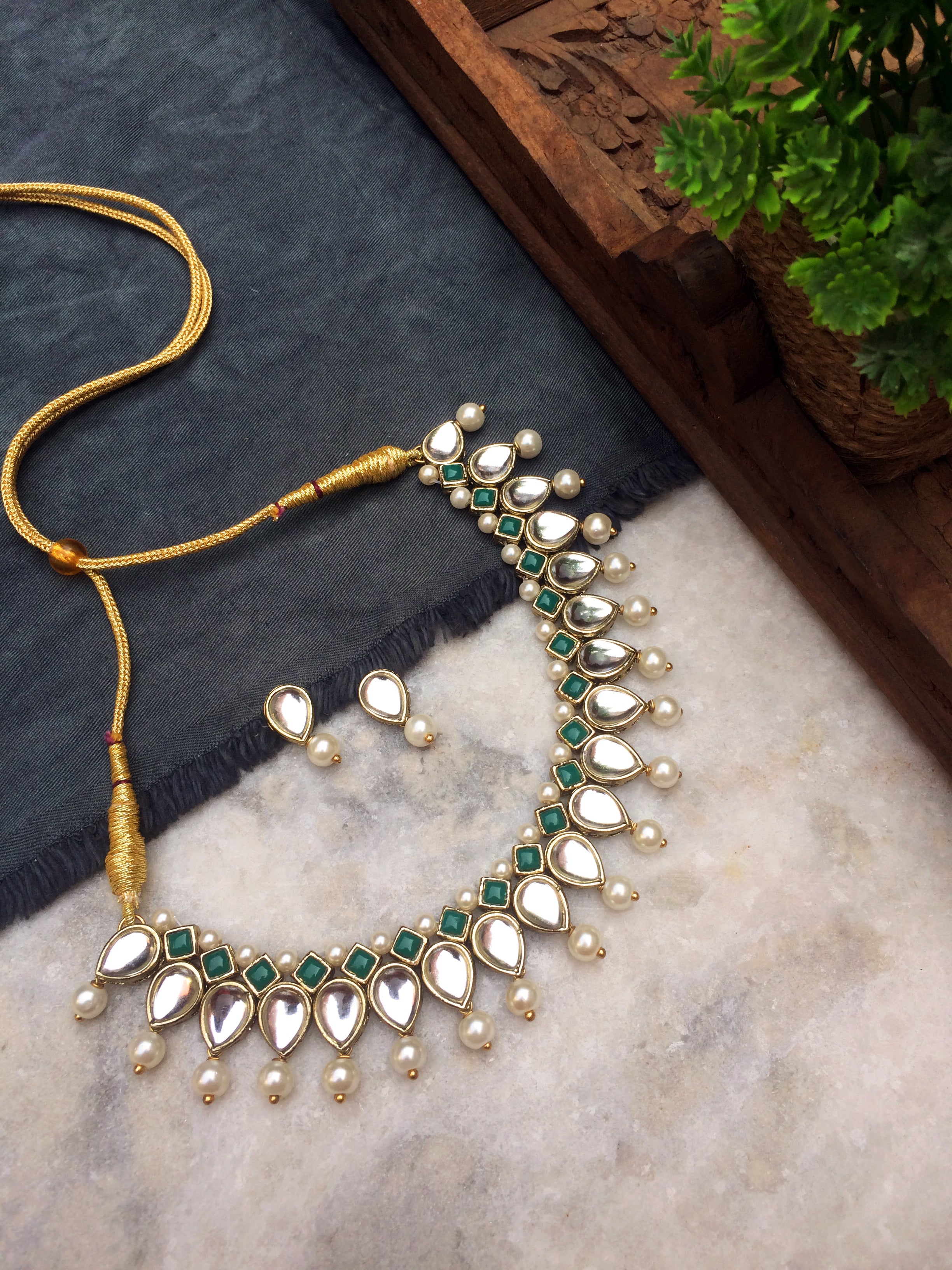 Pearl and on sale kundan necklace