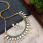 Kundan Pearl and Green Stone Drop Necklace Set