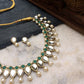 Kundan Pearl and Green Stone Drop Necklace Set