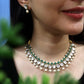 Kundan Pearl and Green Stone Drop Necklace Set