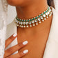 Kundan Pearl and Green Stone Drop Necklace Set