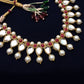 Kundan Pearl and Marsala Stone Necklace Set