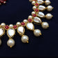 Kundan Pearl and Marsala Stone Necklace Set