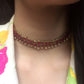 Red Resin Stone and Pearl Choker Necklace Set