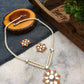 Kundan Pendant and Earrings Set - Orange