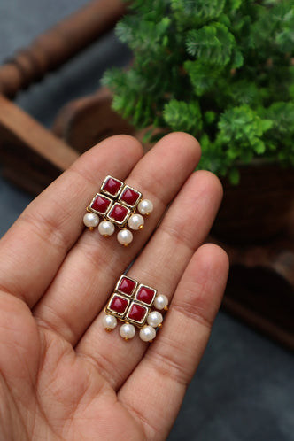 Kundan-Marsala Stone Choker Necklace Set With Bracelet