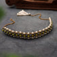 Kundan-Yellow Stone Choker Necklace Set With Bracelet