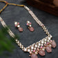 Rose Quartz Kundan and Pearl Long Necklace Set