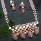 Rose Quartz Kundan and Pearl Long Necklace Set