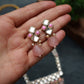 Rose Quartz Kundan and Pearl Long Necklace Set