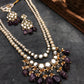 Amethyst and Kundan Long Layered Necklace Set