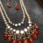 Carnelian and Kundan Long Layered Necklace