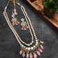 Rose Quartz and Kundan Long Layered Necklace Set