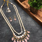 Rose Quartz and Kundan Long Layered Necklace