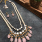 Rose Quartz and Kundan Long Layered Necklace