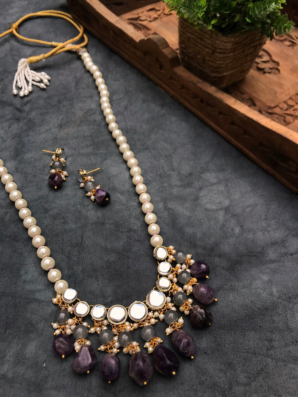 Amethyst and Kundan Long Necklace