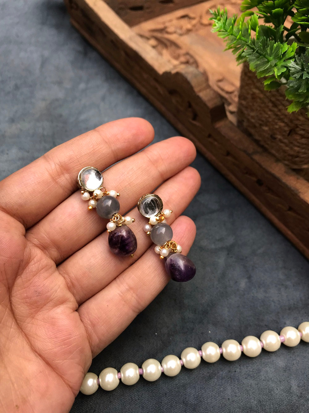 Amethyst and Kundan Long Necklace