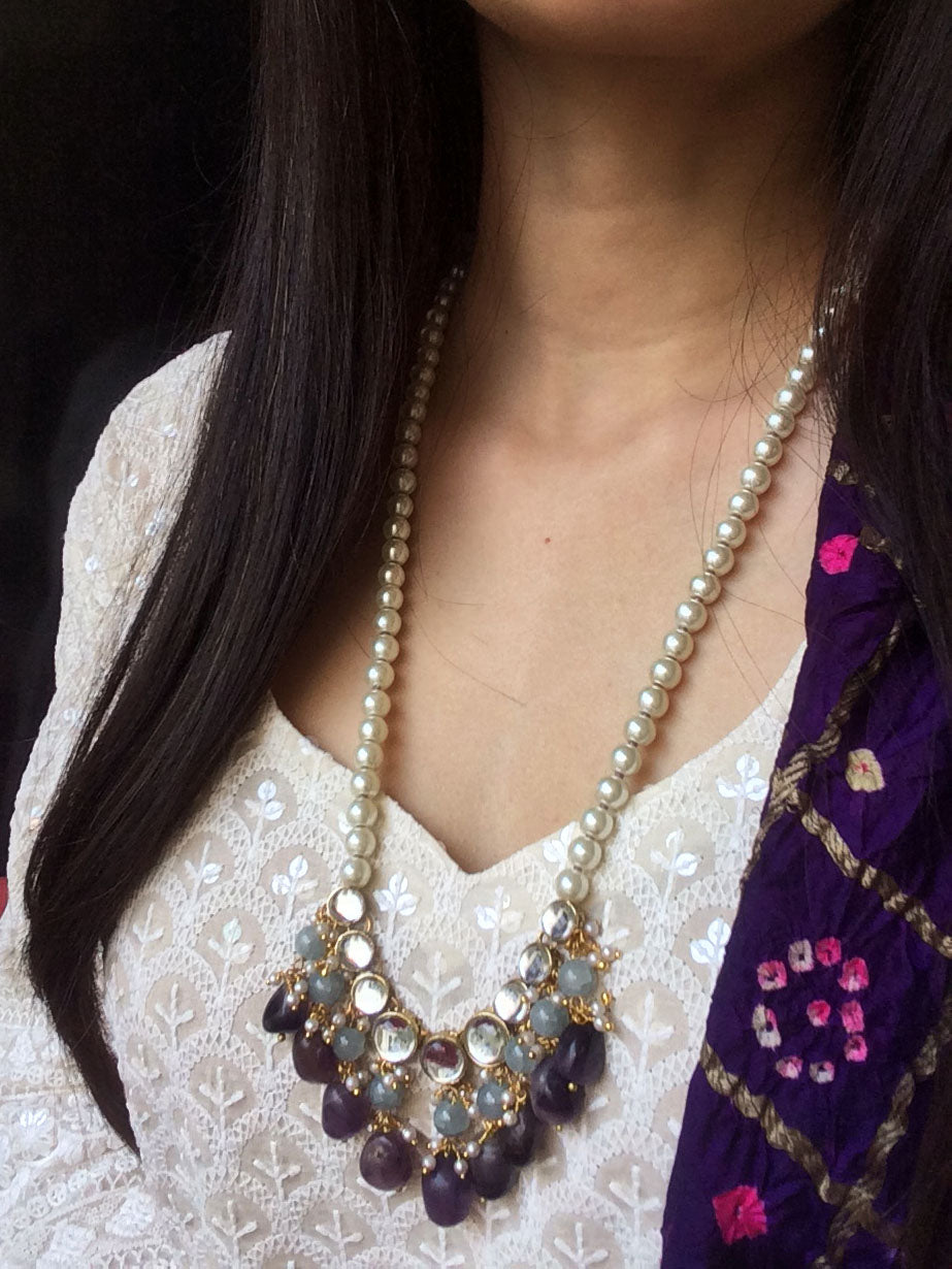 Amethyst and Kundan Long Necklace