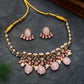 Rose Quartz Kundan and Pearl Choker Necklace Set