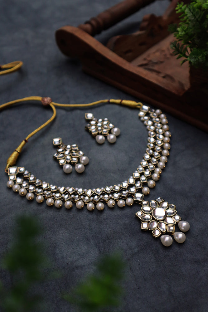 Kundan and Pearl Layered Pendant Set