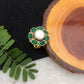 Round Kundan Green Ring