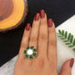 Round Kundan Green Ring