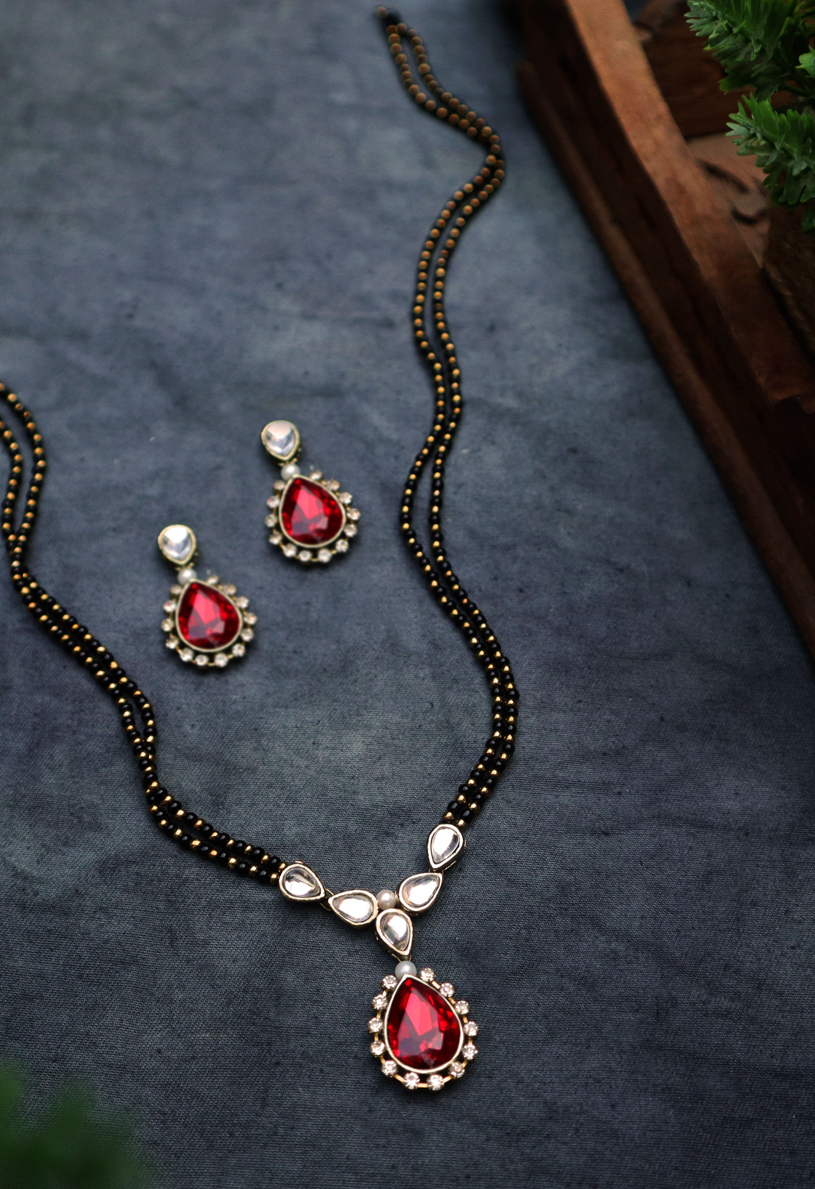 Ruby mangalsutra clearance pendant